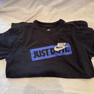 Nike Black Tee with Blue 'Just Do It' Graphic